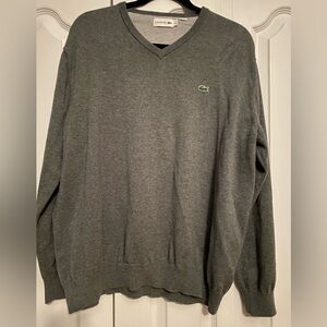 Lacoste Gray V-Neck Sweater for Men